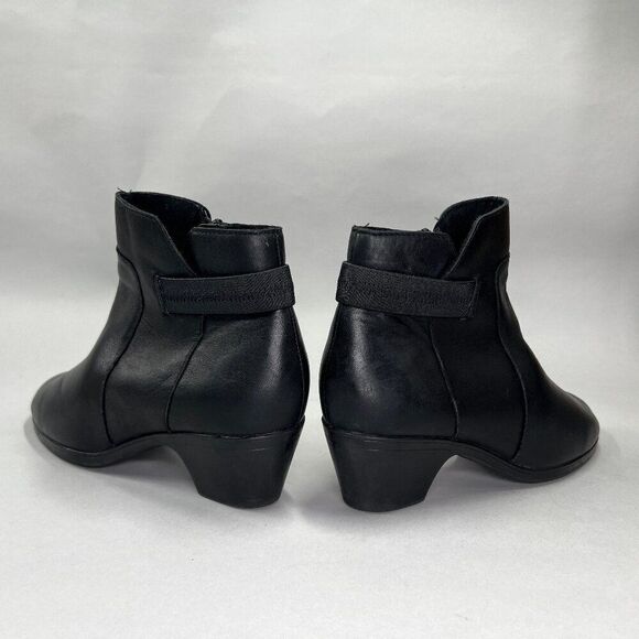 Clarks Women's Size 8.5 Emily Holly Black Leather Ankle Booties - Picture 6 of 14